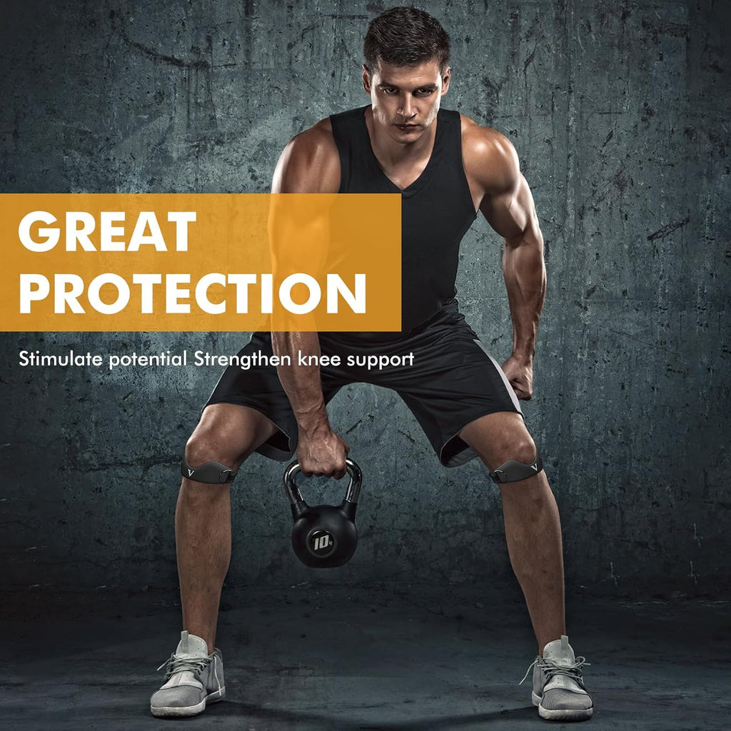Patellar Tendon Support Strap 2-Pack, Knee Brace for Women Men, Adjustable Knee Patella Band Strap for Tendonitis, Running, Squats (Black)