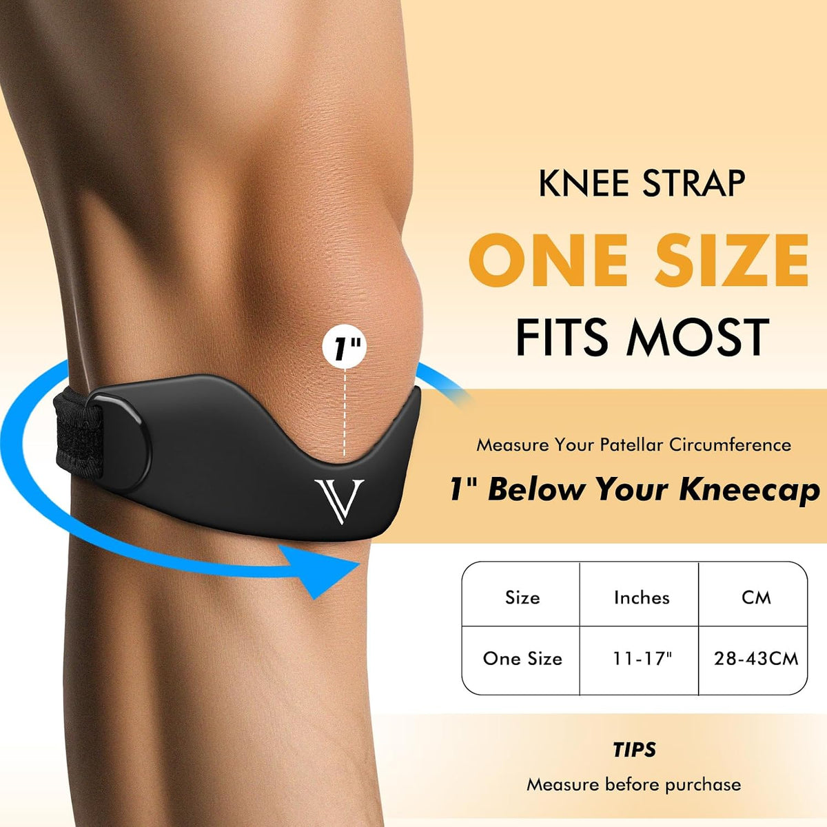 Patellar Tendon Support Strap 2-Pack, Knee Brace for Women Men, Adjustable Knee Patella Band Strap for Tendonitis, Running, Squats (Black)